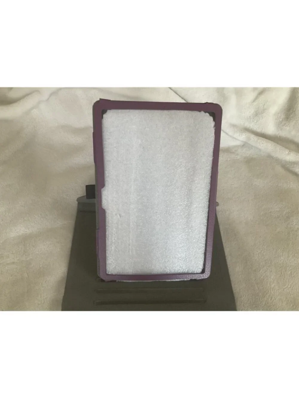 10.1” Tablet Rotating Case Cover Purple Vegan Leather Pencil Holder Elastic Clos